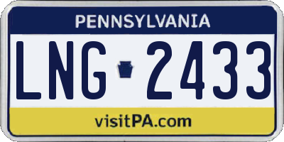 PA license plate LNG2433