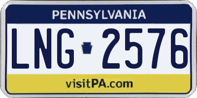 PA license plate LNG2576