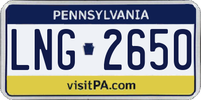 PA license plate LNG2650