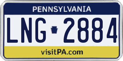 PA license plate LNG2884