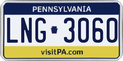 PA license plate LNG3060