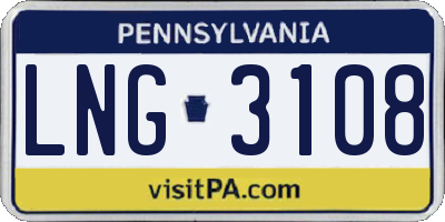PA license plate LNG3108