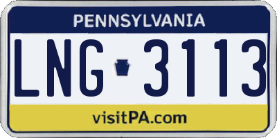 PA license plate LNG3113