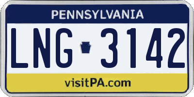 PA license plate LNG3142