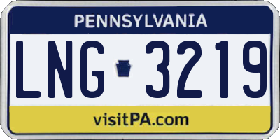 PA license plate LNG3219