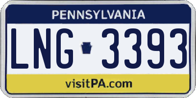 PA license plate LNG3393