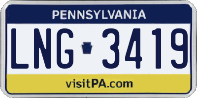 PA license plate LNG3419