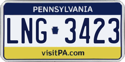 PA license plate LNG3423
