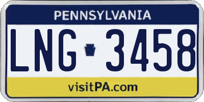 PA license plate LNG3458