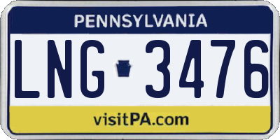 PA license plate LNG3476