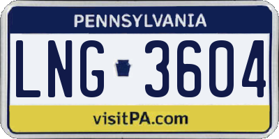 PA license plate LNG3604