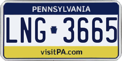 PA license plate LNG3665