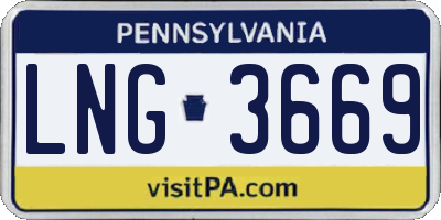 PA license plate LNG3669