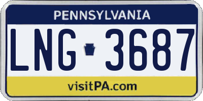 PA license plate LNG3687