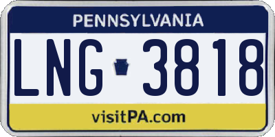 PA license plate LNG3818