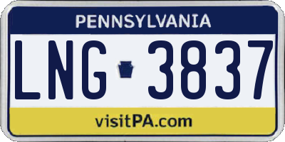 PA license plate LNG3837