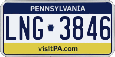 PA license plate LNG3846