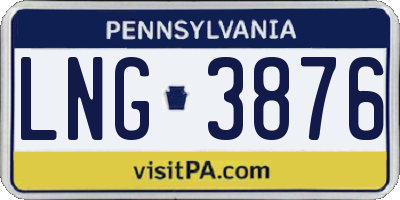 PA license plate LNG3876