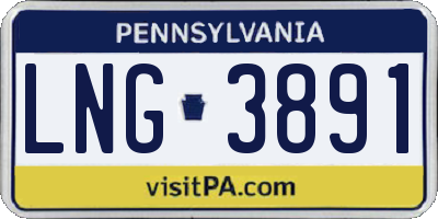 PA license plate LNG3891