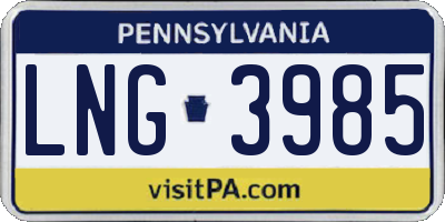 PA license plate LNG3985