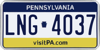 PA license plate LNG4037
