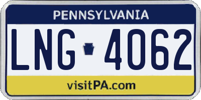 PA license plate LNG4062