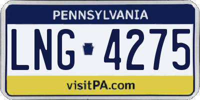 PA license plate LNG4275