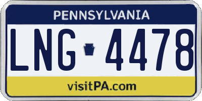 PA license plate LNG4478