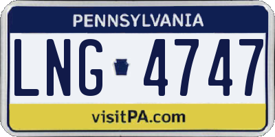 PA license plate LNG4747