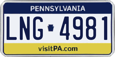 PA license plate LNG4981