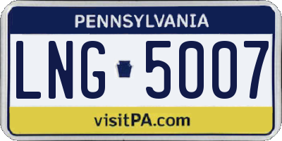 PA license plate LNG5007