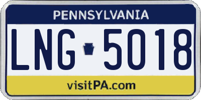 PA license plate LNG5018