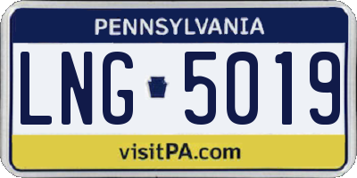 PA license plate LNG5019