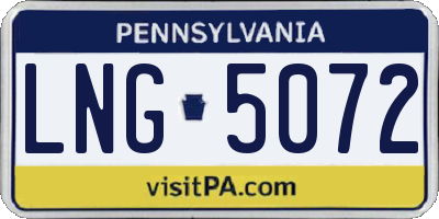 PA license plate LNG5072