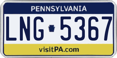 PA license plate LNG5367