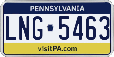 PA license plate LNG5463