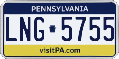 PA license plate LNG5755