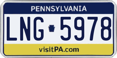 PA license plate LNG5978