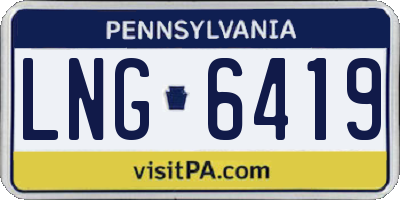 PA license plate LNG6419