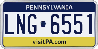 PA license plate LNG6551