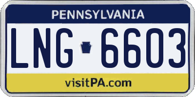 PA license plate LNG6603
