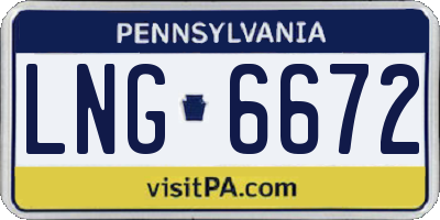 PA license plate LNG6672