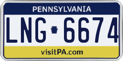 PA license plate LNG6674