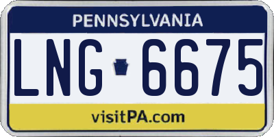 PA license plate LNG6675