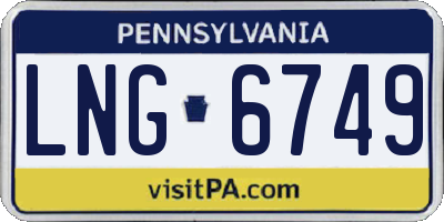 PA license plate LNG6749