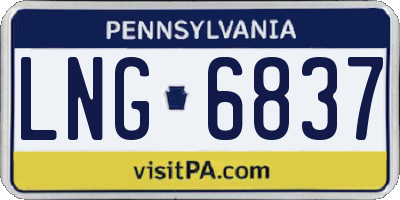 PA license plate LNG6837