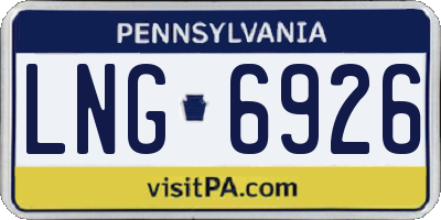 PA license plate LNG6926