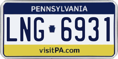 PA license plate LNG6931