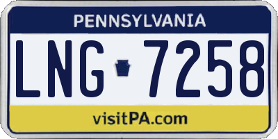 PA license plate LNG7258