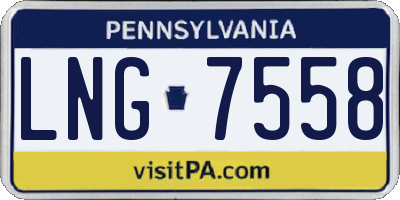 PA license plate LNG7558